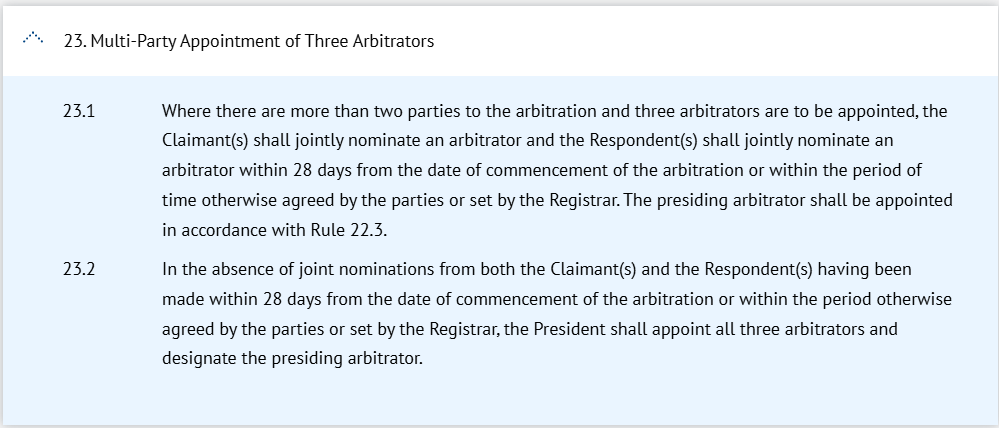 Multi-Party Arbitrations (Rule 23)