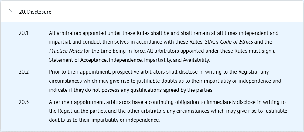 SIAC 2025 Rule 20. Disclosure