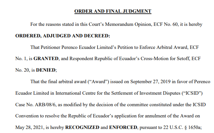 Perenco v. Ecuador